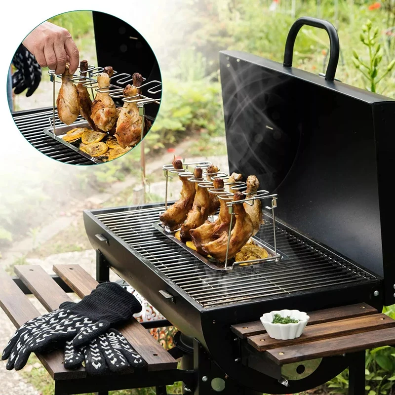 Direct Selling Heat Resistance Provided Bbq Tools Easily Cleaned Customizable Chicken Drumstick Rack