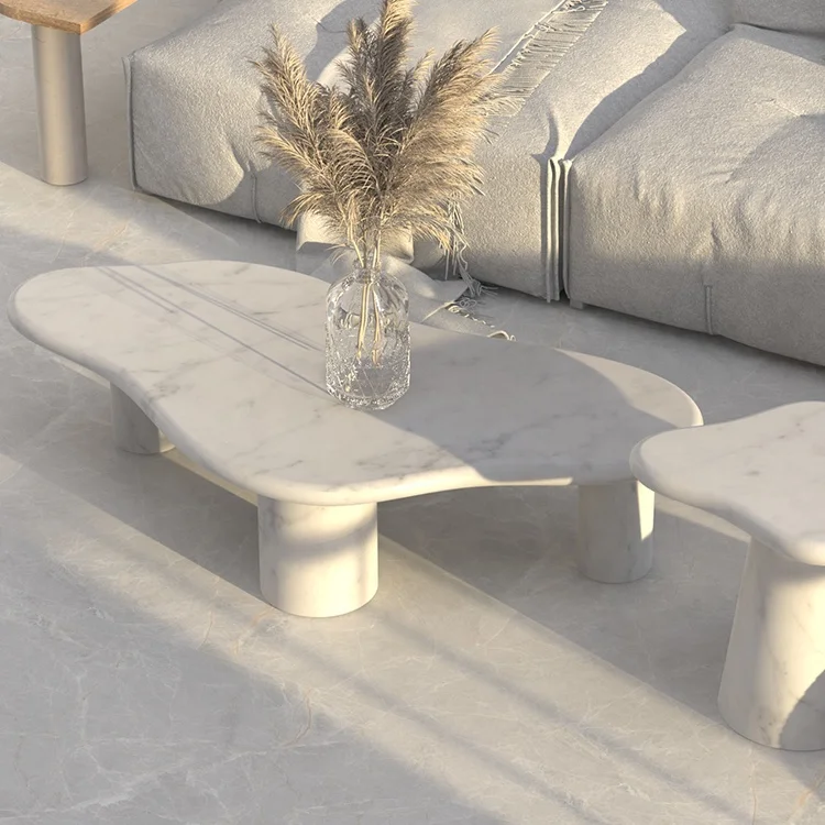Elephant Home Furniture Fancy Marble Contemporary Flower White Cloud Coffee Table
