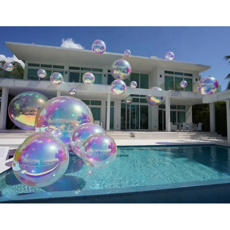 Zhenmei manufacturer inflatable big shiny balls  iridescent mirror ball Colorful balloons for sale