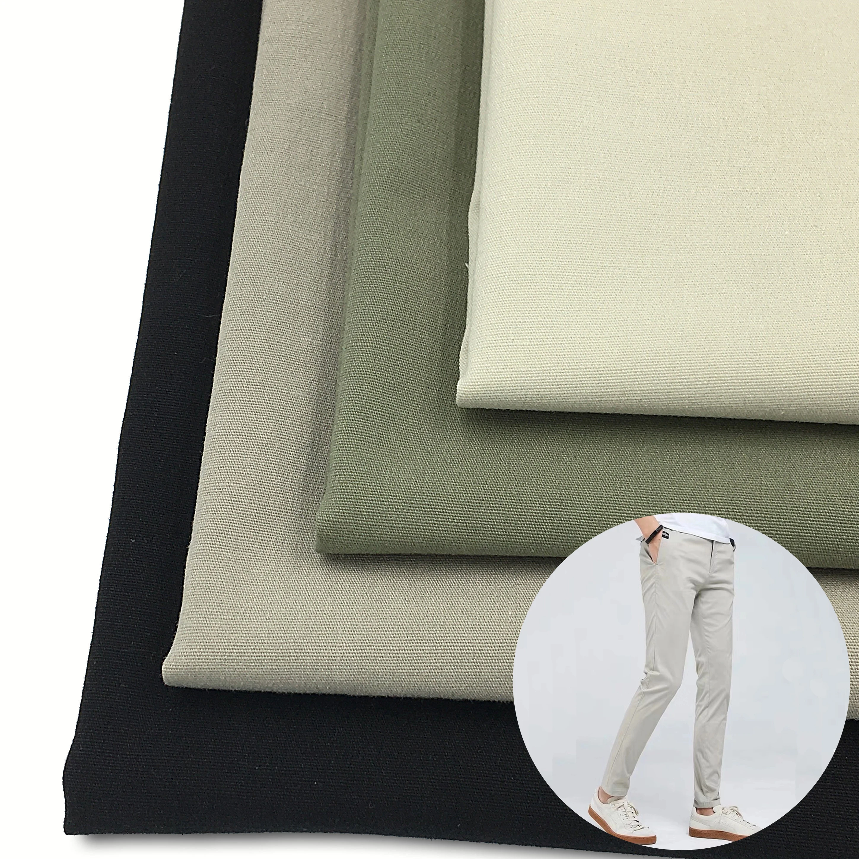 Wholesale Spot Vintage style plain washed cotton spandex stretch fabric for man pants