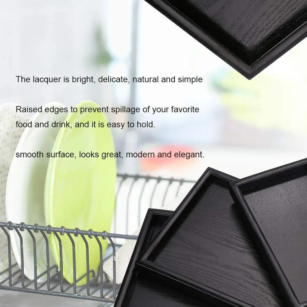 Country Rustic Wood Lacquerware Nesting Breakfast Food On Bed Serving Ottoman Trays For Tea Hotel Coffee Fruit Snack IBEI