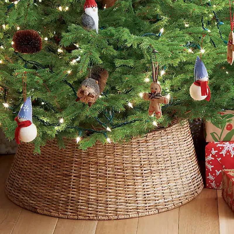 Folding Home Xmas Wicker Tree Baskets willow tree skirts decorations Natural Seagrass Christmas Tree Collar Skirt