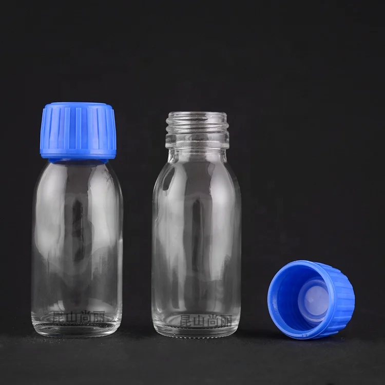 2oz 60ml clear oral liquid syrup glass bottle with 28mm PP cap lid