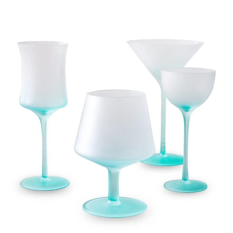 Wholesale Vintage Gradient Mint Green Wine Glasses Set 145Ml 230Ml 250Ml 300Ml 440Ml For Wine Ice Cream Dessert