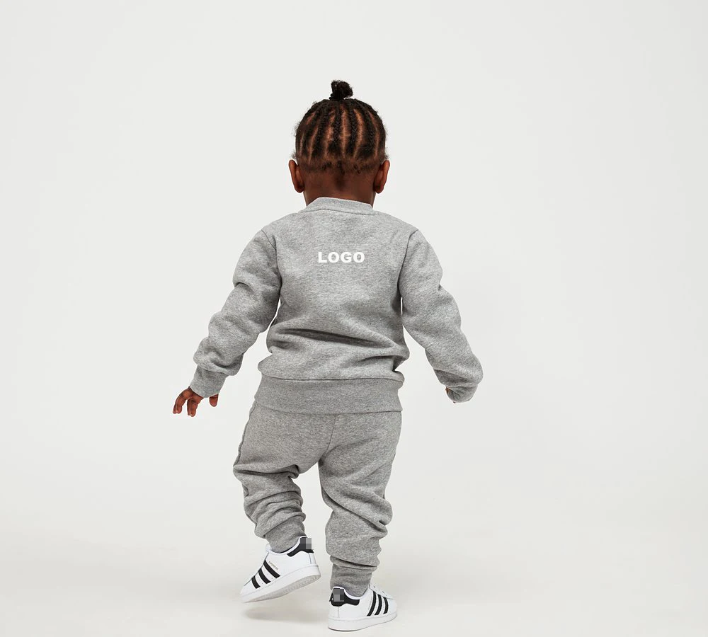 OEM Fashion Custom Logo Joggers Set Wholesale Girls Track Suit Kids Crew Neck Plain Tracksuit