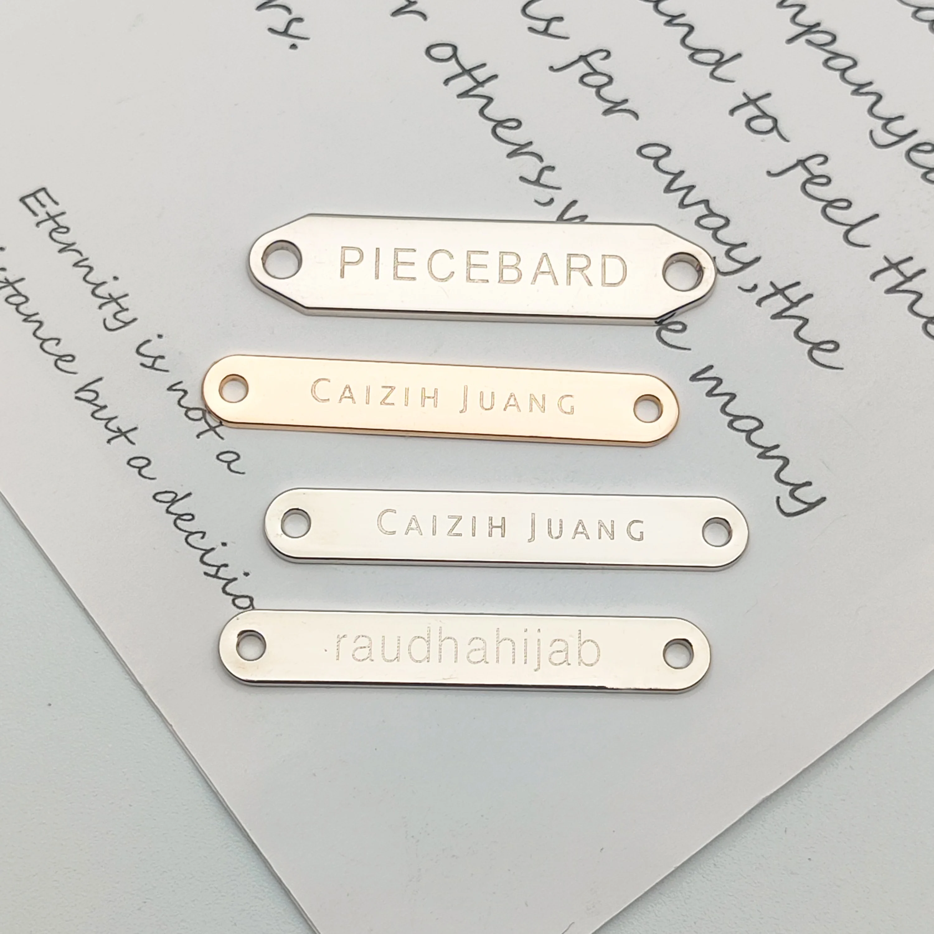Custom metal label clothing tags sewing metal Laser logo brand label for clothes