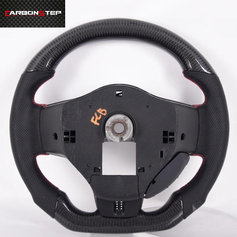 Wholesale Custom  glossy Carbon Fiber real leather LED racing display Car Steering Wheel for Mitsubishi EVO