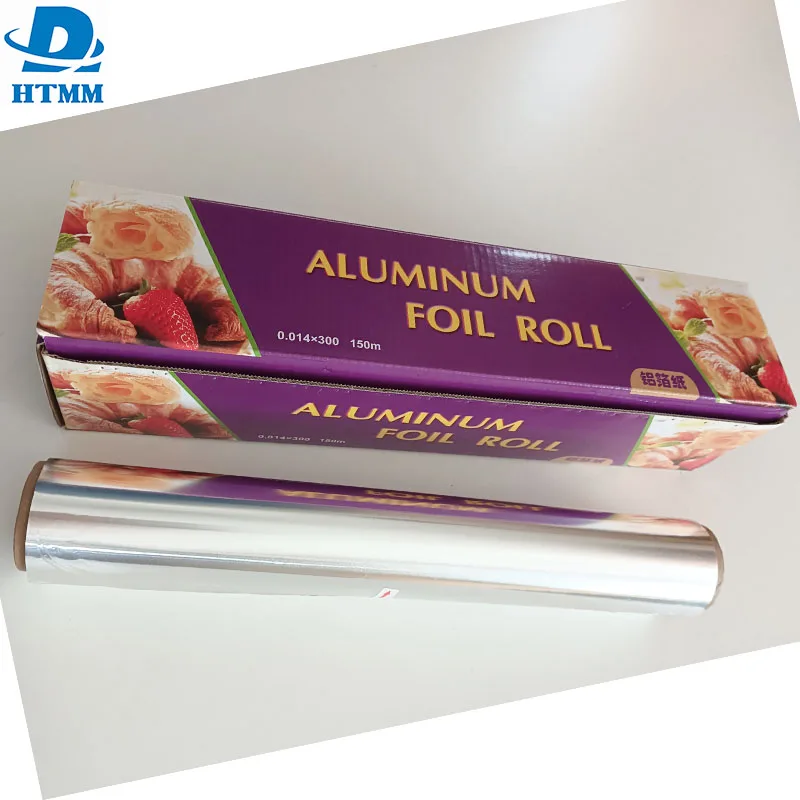 0,03 мм фольга с прочной режущей коробкой Упаковка Алюминиевая Фольга упаковочная коробка белая алюминиевая фольга бумага