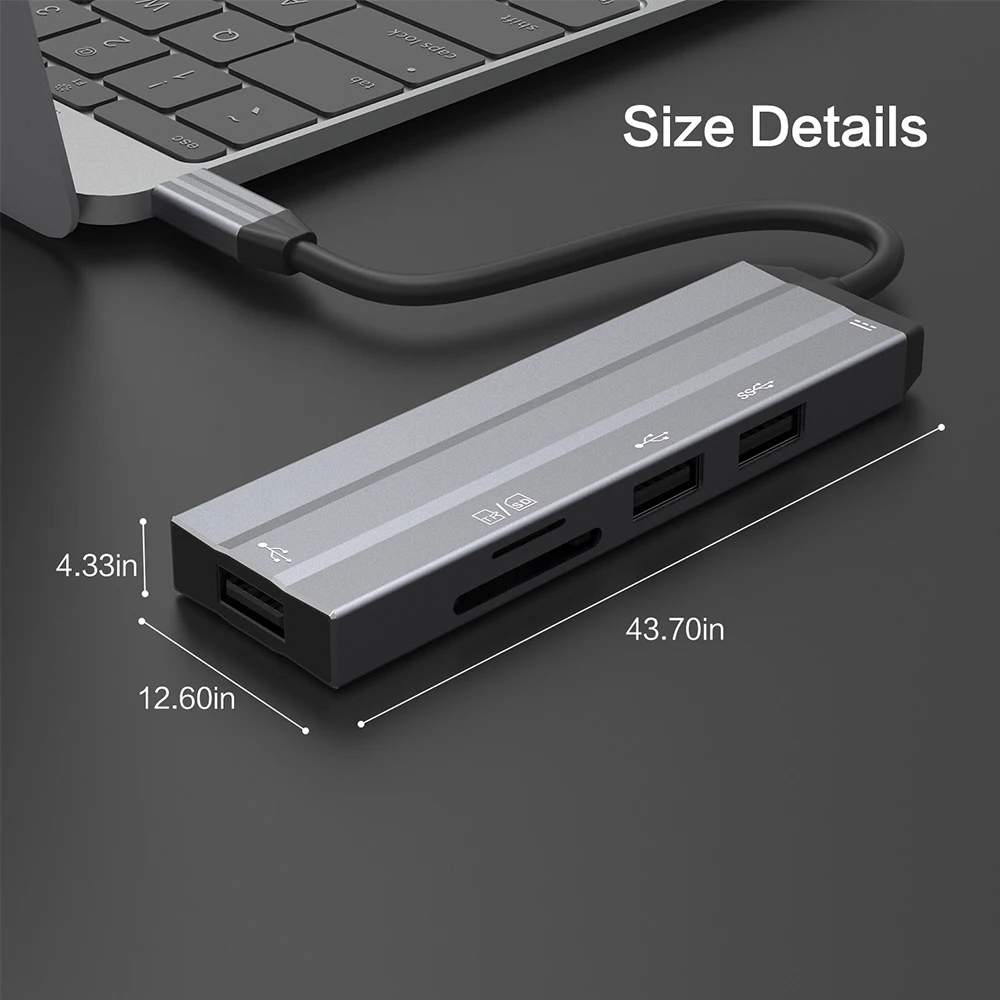  6 в 1 Многофункциональный usb-кабель для передачи данных Док-станция USB C концентратор с SD устройство считывания tf-карт 3 * USB-A PD зарядная станция Macbook Air iPad и Тип ноутбук ОС