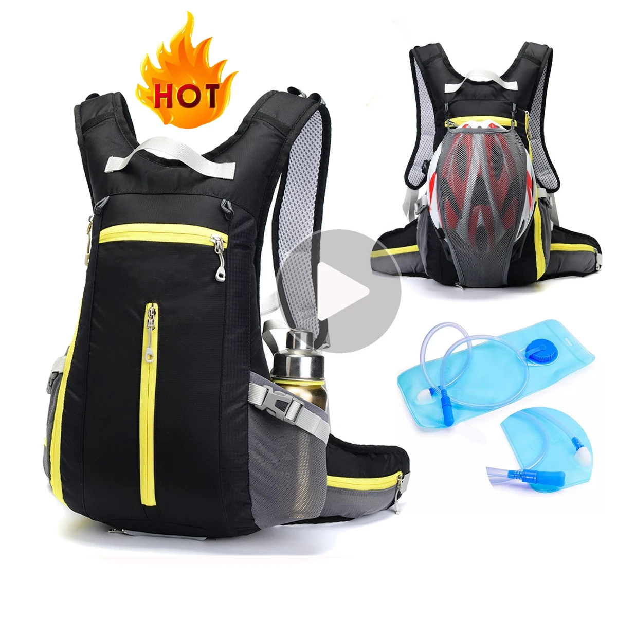 Bicycle Backpack 15L Waterproof Hydration Pack Bike Women Men Cycling Backpacks with Helmet Holds Lightweight Sports Backpack