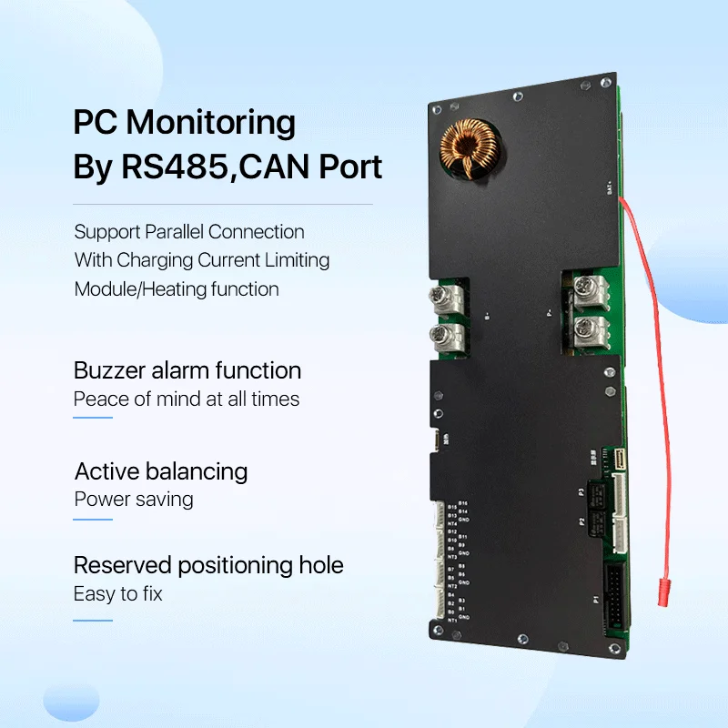 Active Balance BMS 8S 200A 24V BT Can UART Communication Lifepo4 Battery Smart BMS for Solar Storage System