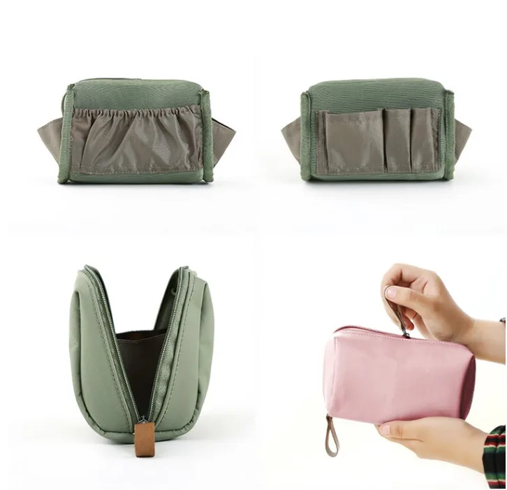 OEM customize logo size water proof soft mini make up pouch lips cosmetic bag nylon cosmetic bag for women female