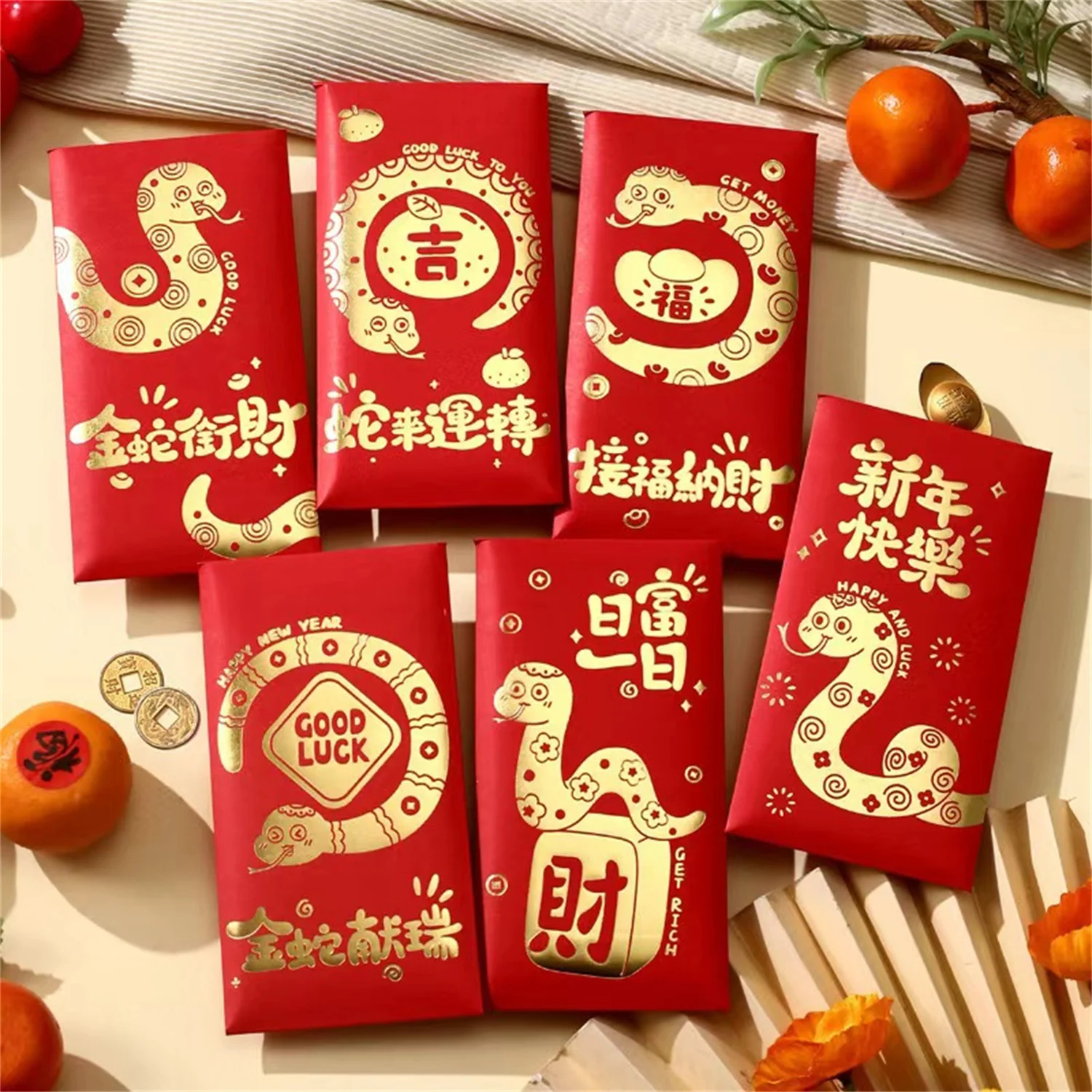 OEM Chinese new year red packet envelope kraft paper custom red envelope recyclable eco-friendly new year red pocket envelope