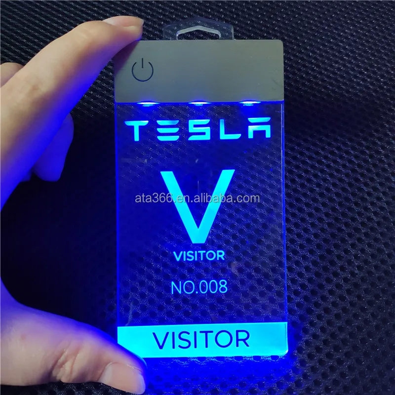 1 Luxury LED Recharged Staff Badge Custom ID Name Badge Holder Accessories Unique Laser Engrave Acrylic Light up Luggage Tag