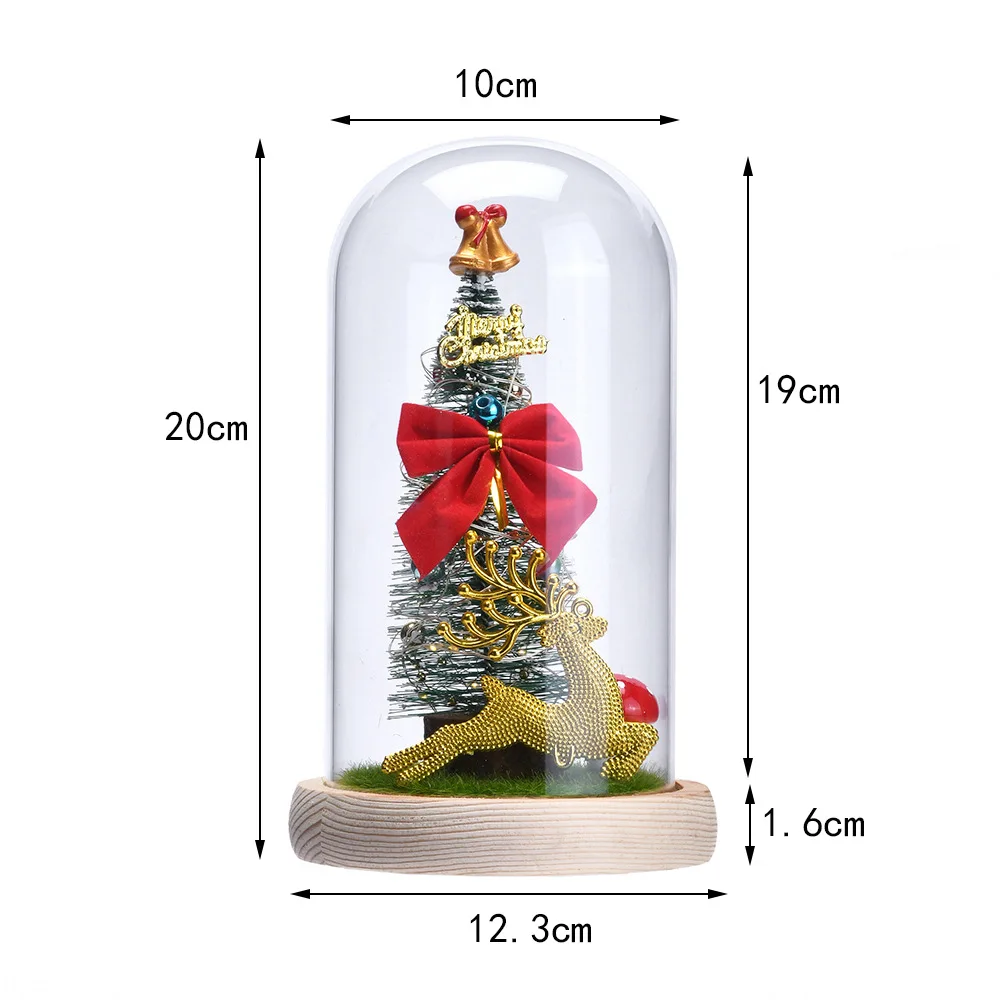 High Quality Handmade Christmas Gift Tree Glass Dome With Led Lights For Decoration