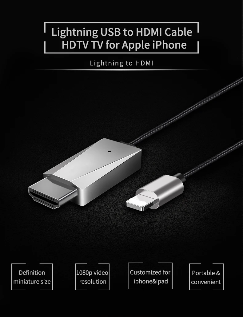 2m Light ning To HDMI Cable Adapter TV 1080P HD Digital AV otg adapter Converter for iPhone ipad Same Screen