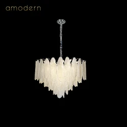 Vintage Style Unique Design Glass Lampshade Fancy Modern Gold And Crystal Pendant Light European Ceiling Lamp Bedroom Chandelier