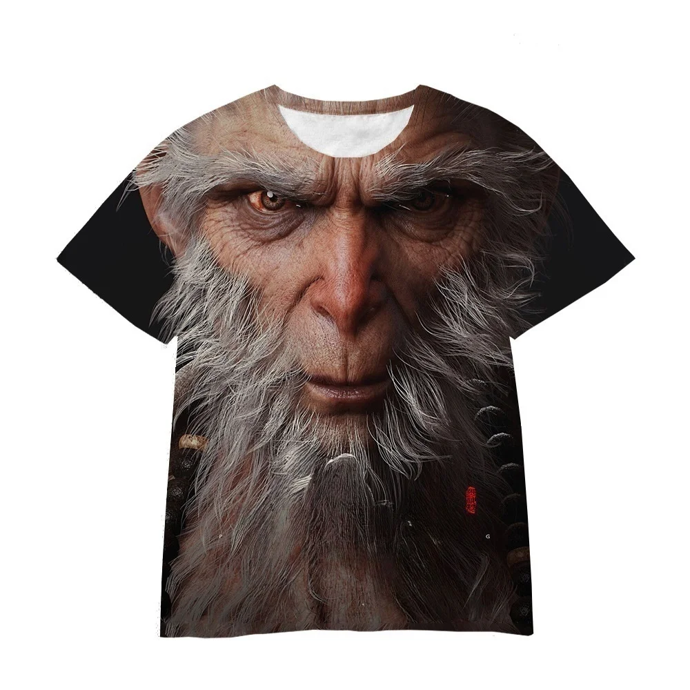 New black myth Wukong cartoon game 3D digital printing loose casual T-shirt