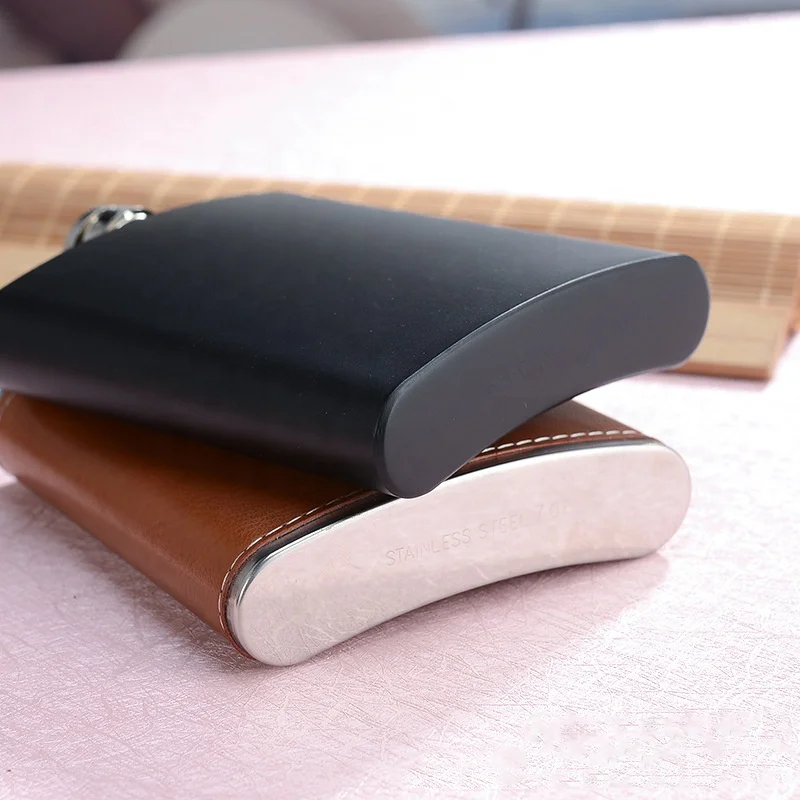 Высококачественная плоская фляжка 7 унций из нержавеющей стали, подарочный набор, портативная винная бутылка с логотипом на заказ