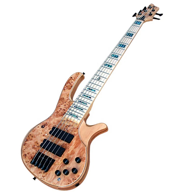 Оригинальный корпус Huiyuan электрическая бас-гитара с 5 струнами и инкрустацией из зеленого жемчуга черная фурнитура можно