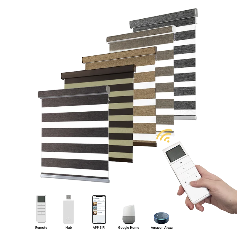 Zebra Blinds Curtain Motorized Electric Remote Tuya App Smart Window Blackout Day And Night Automatic Zebra Shade