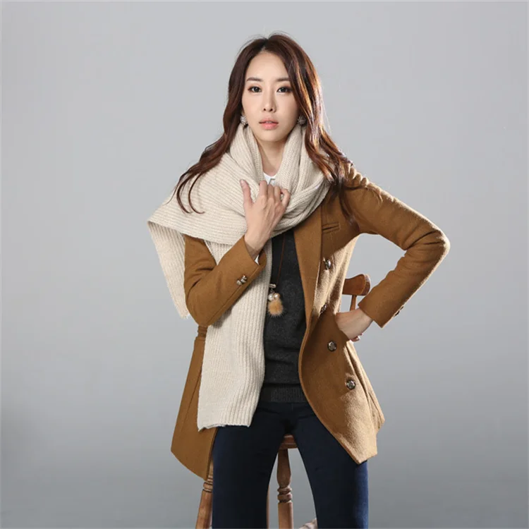 Wholesale Winter Warm Thick Other Scarves Couple Solid Shawls Pashmina Ladies Knitting Scarf Men Knitted Scarves for Women