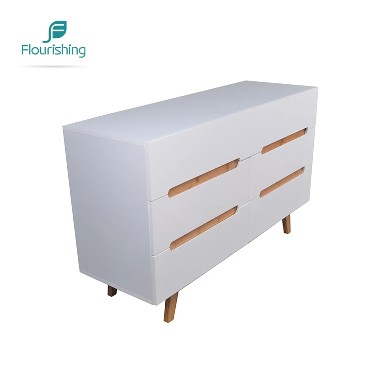 High Quality Simple Nordic Furniture White Wooden Chest of Drawer Side Cabinet for Livingroom
