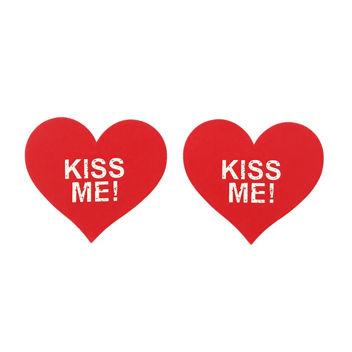 
Wholesale Kiss Me Breast Pasties Satin Fabric Adhesive Glow In The Dark Disposable Nipple Pasties 