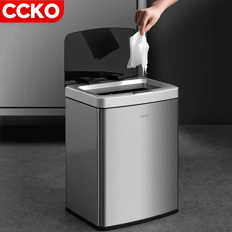 CCKO CK9919 15L/20L/30L/40L stainless steel electric automatic garbage rubbish waste dust bin sensor dustbin smart trash can