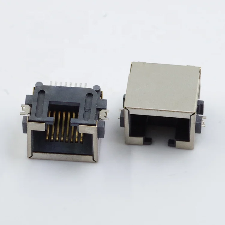 smt module rj45 Single Port Sinking Plate connector without light Half clad copper case ethernet rj45 connector