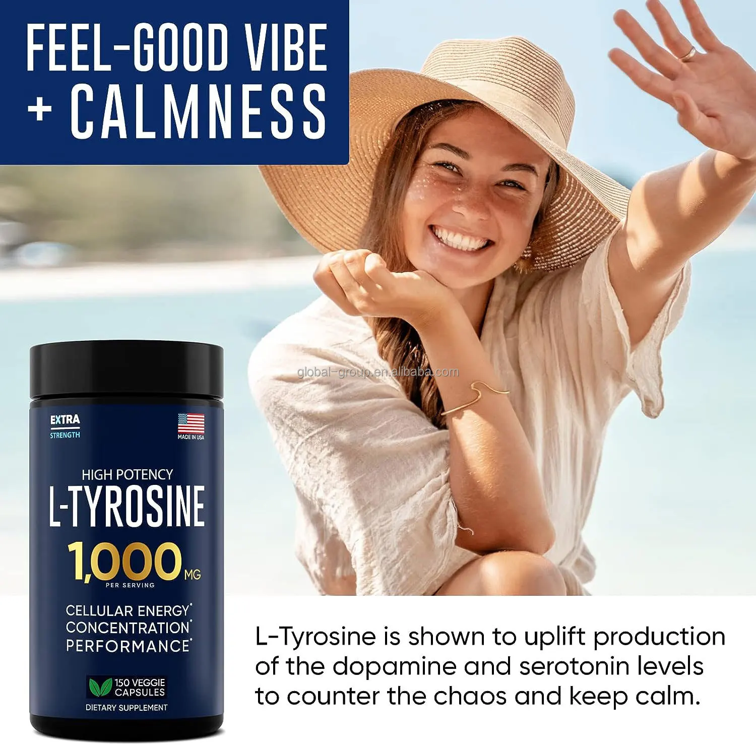 OEM Customization 1000mg 150 Capsules L-tyrosine powder l-tyrosine gummies l-tyrosine capsules