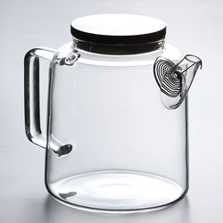 Chinese supplier pyrex  transparent spring strainer Blooming flower tea special teapot tea pots with bamboo cover
