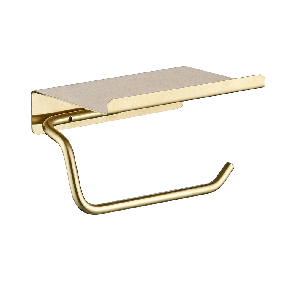 Wall Mounted Tissue Roll Holder Towel Holder Bathroom Toilet Paper Holder With Mobile Phone Shelf