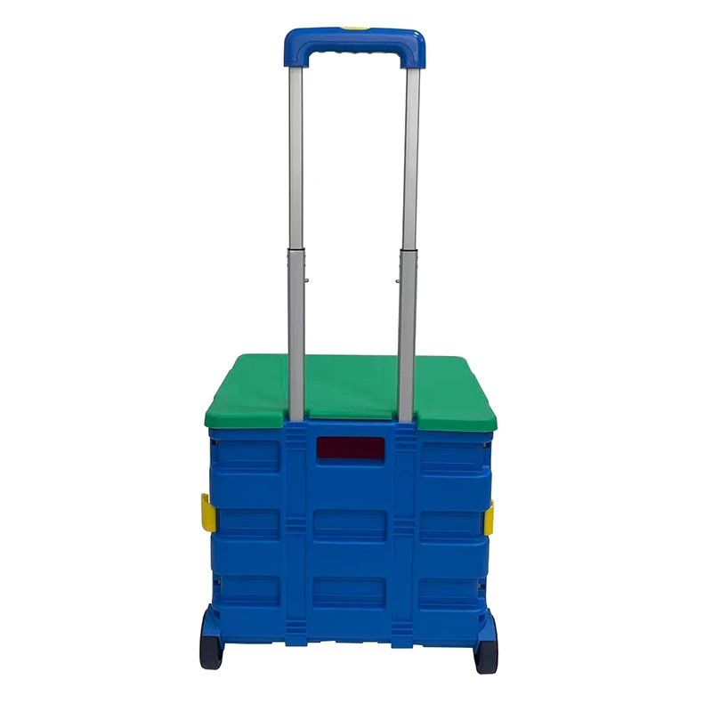 Bafuluo Good Design New Plastic Foldable Trolley with Wheels and Lid