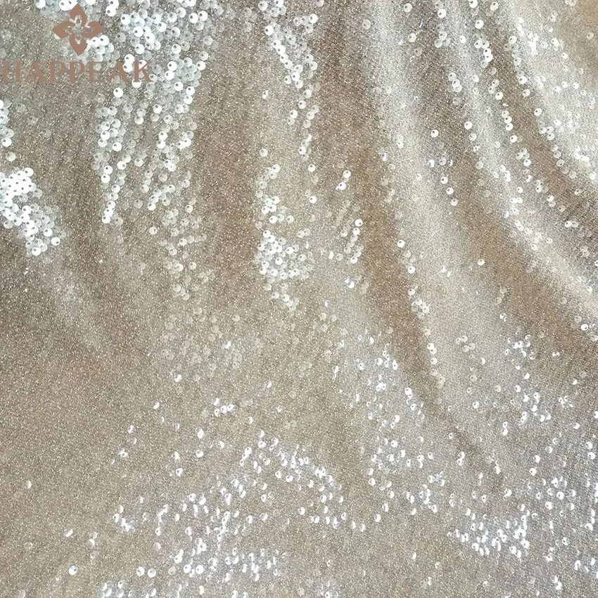 HAPPEAK luxury full spangle shinny sequins embroidered lace net sequin fabric for party