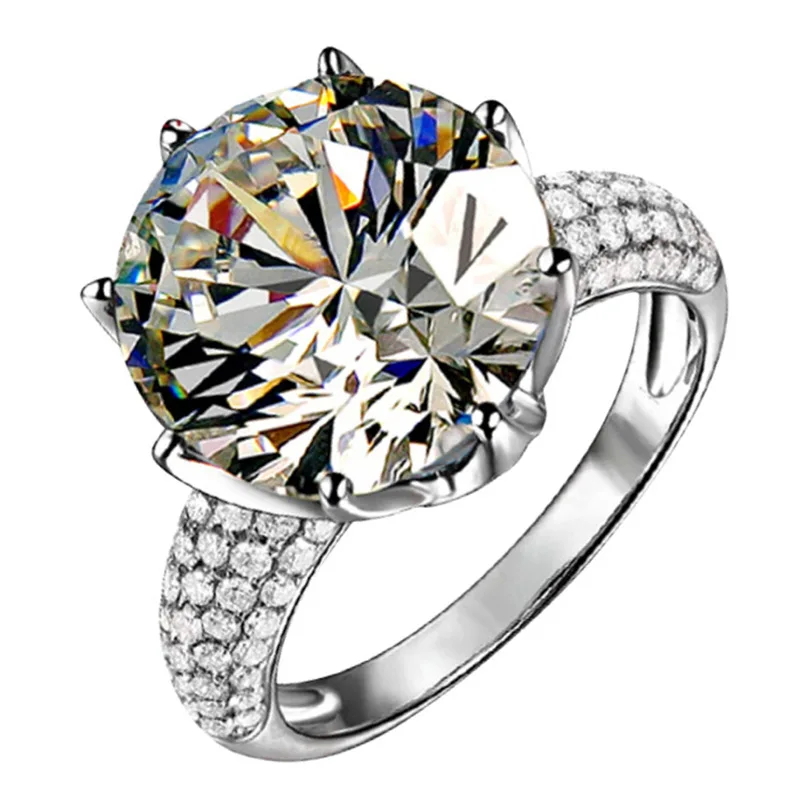 Factory wholesale jewelry stainless steel hot pigeon egg zircon ring luxury crown group full diamond 5 carat large diamond ring