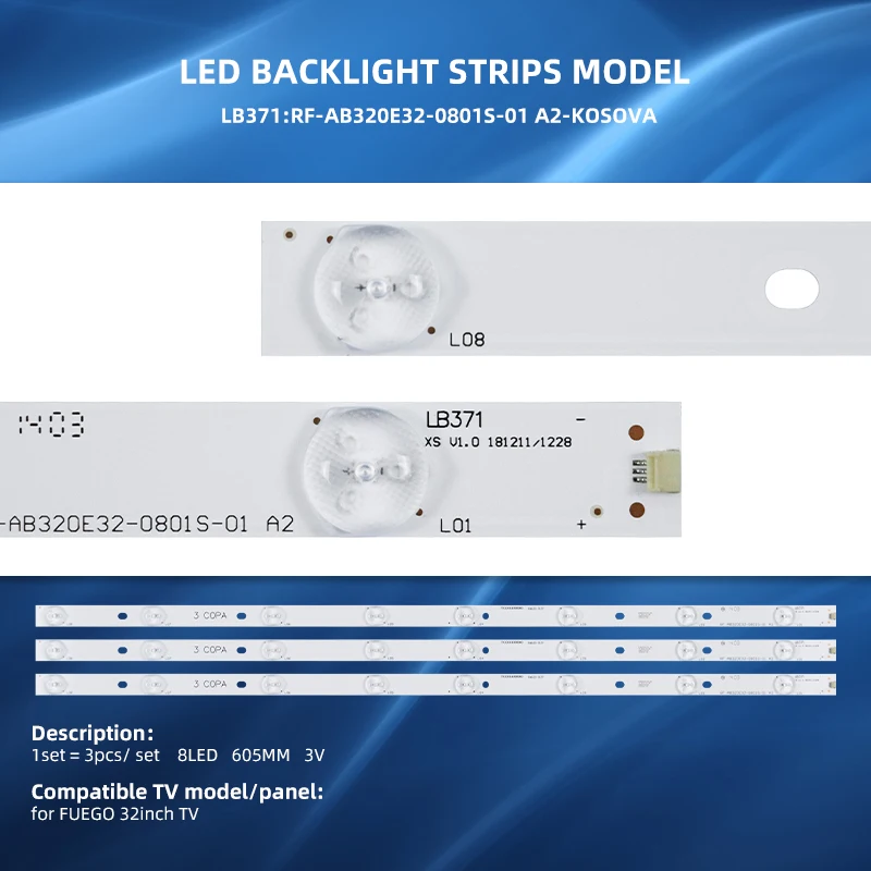 Backlight Tiras LED Para TV RF-AB320E32-0801S-01 A2-KOSOVA For Fuego 32 Inch TV LED Strip T320XVN02.0 TK97K4000000 DEXP H32B7000