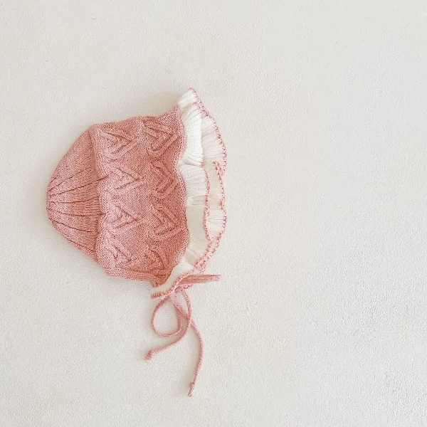 
PHB 41009 solid color frill design baby girls fall winter European knitted hats 2021 