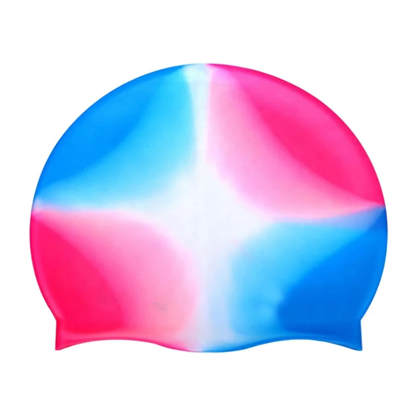 Custom printed logo silicone swim hat adult and youth silicone cap mixed colors waterproof hair care swimming cap