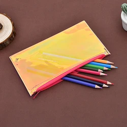 Pearlescent Candy Color Pvc Pen Bag Zipper Pencil Case Slider Zipper Plastic Stationer Product