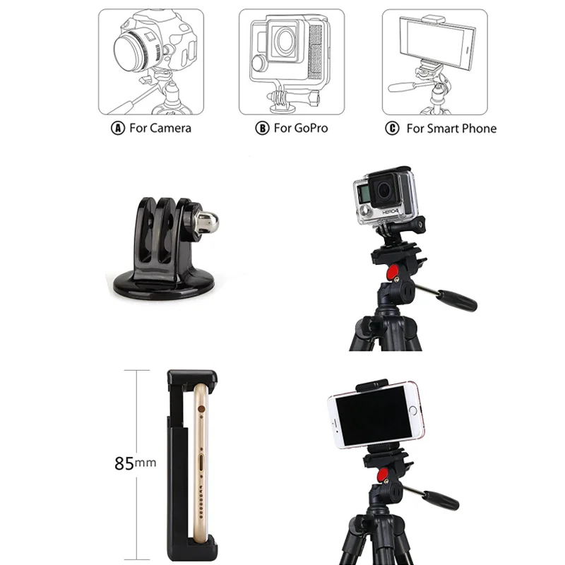 Fotopro Aluminium Metal 3 Way Traveler Video Fluid Head Compact Camera Tripod for DSLR