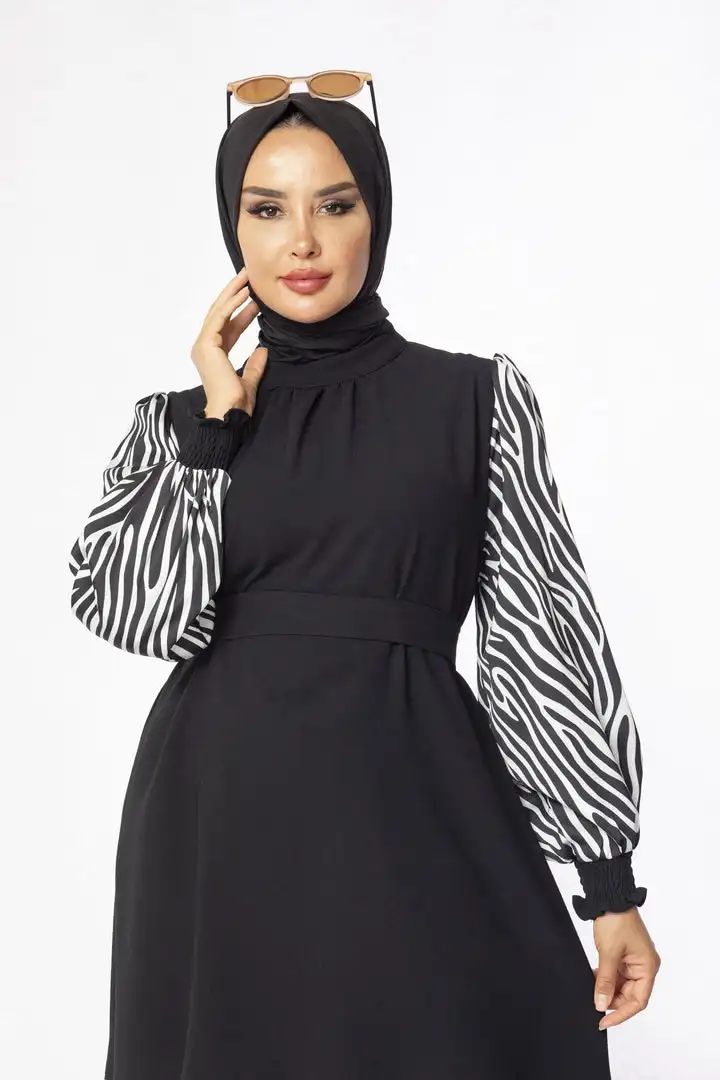 SIPO 2023 Black Modest Sets Traditional Muslim Clothing&Accessories Co Ord Set Women Blouse Modest Muslim Women 2Pcs Set