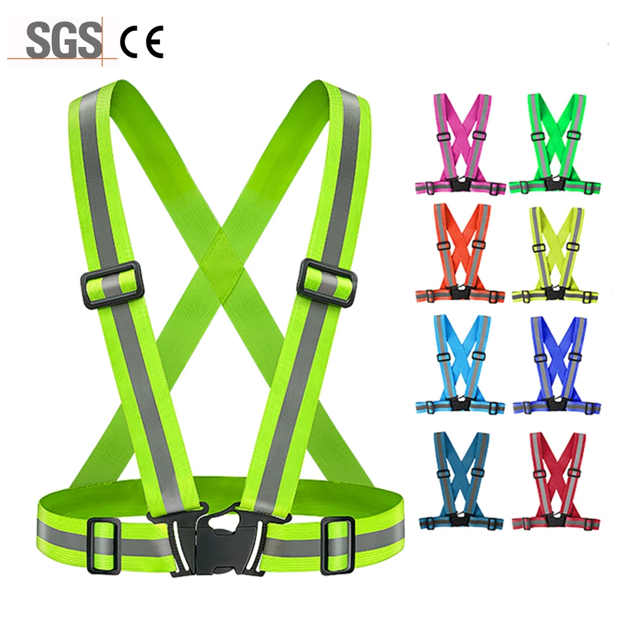 Adjustable High Visibility Safety Reflective Luminous Strips For Walking Camping Cycling Running Reflective Vest