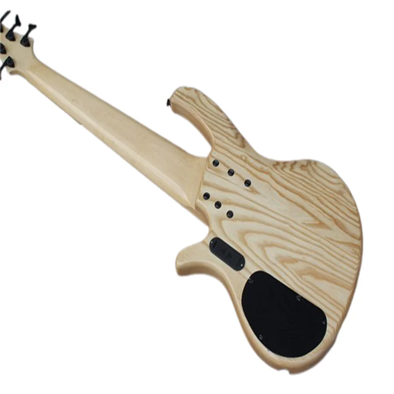 Flyoung 6 Strings Natural Wood Color Electric Bass Guitar With White Pearl Inlays free shipping stock