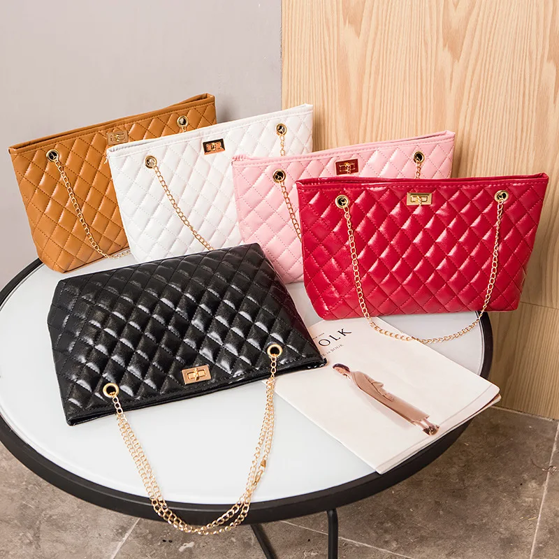
Shoulder Fashion Tote Pu Leather Bag Ladies Lock chain Handbags for Women 