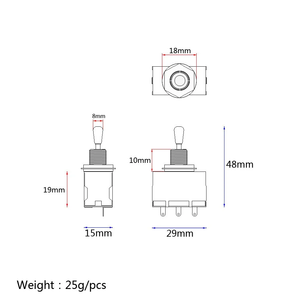 Wholesale DIY guitar Parts box Style 3-way Toggle LP guitar switch with black tip