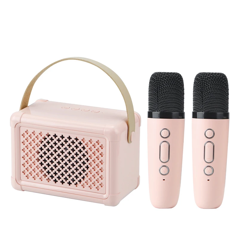 Portable New Stylish Small Party Karaoke Speaker Set With 2 Wireless Microphone