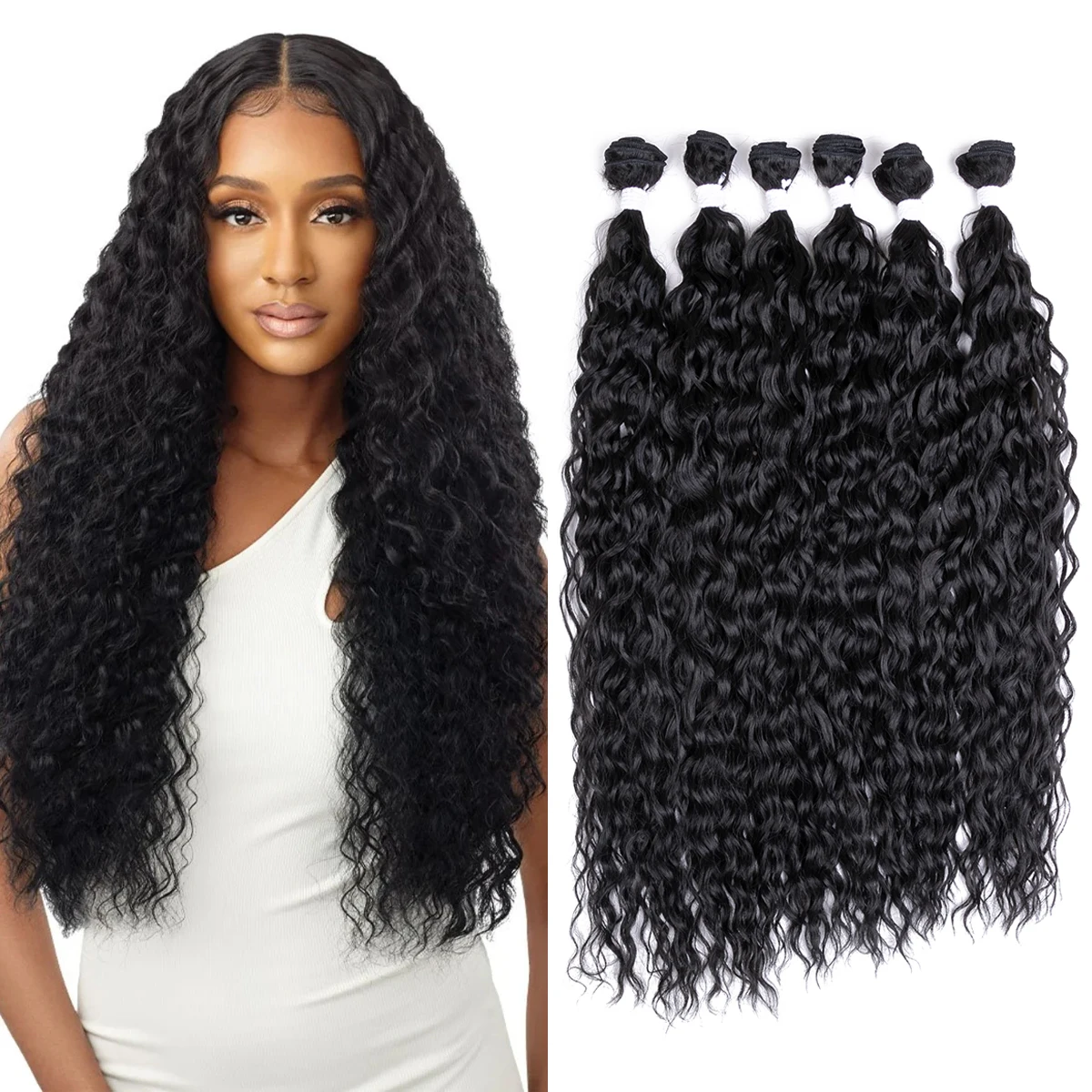 Afro Curly Synthetic Crochet Braid Hair Extension Wholesale Super Soft Long Water Wave 30 Inch Braiding Twist Protein fiber Hair