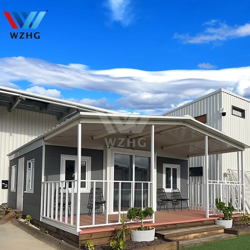 Gable Roof One Bedroom Plan Container Luxury High Ceiling Tiny Folding Shipping Container Houses For Camping Park Tonga