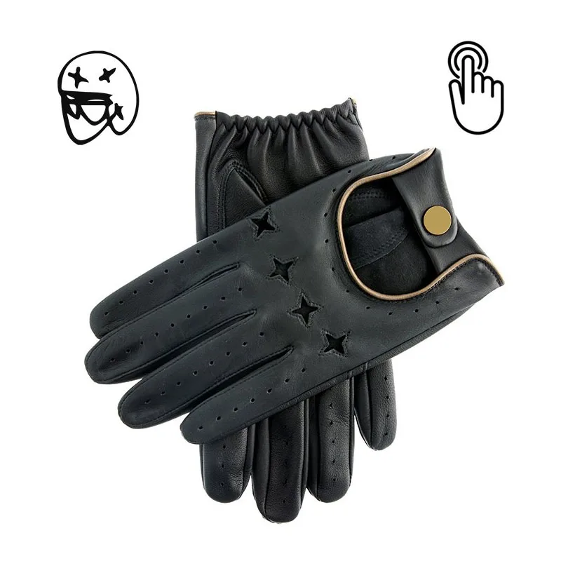 Sheepskin Leather Driving Gloves Hole Gloves No Lining Gloves Mens
